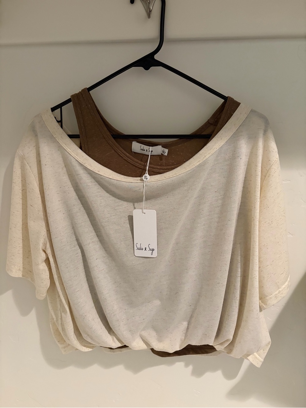Cream Layered Short Sleeve Top